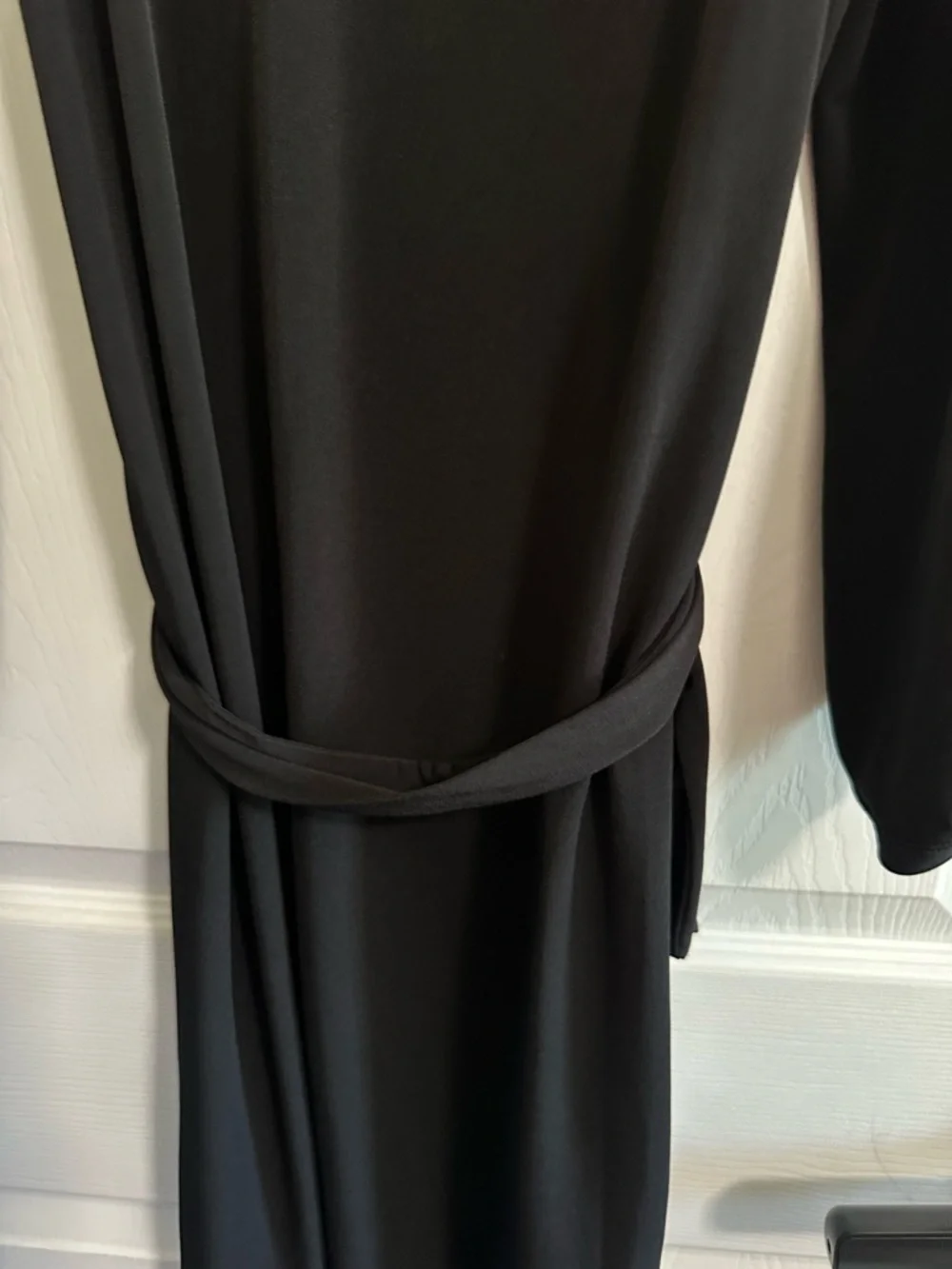 Michael Kors Black Long Sleeve Dress with Gold Hardware, Ties at Waist NWT SZ M